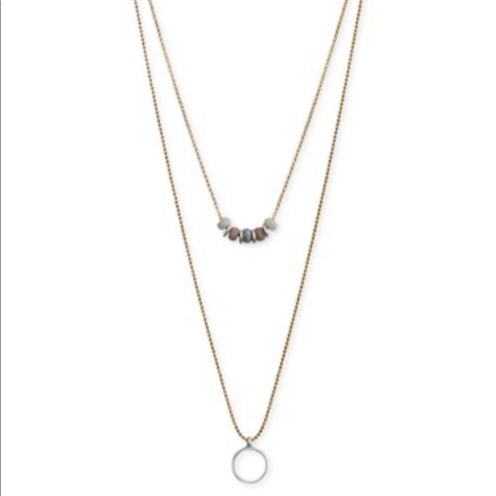 NWT Lucky Brand Two Tone Bead & Circle Pendant